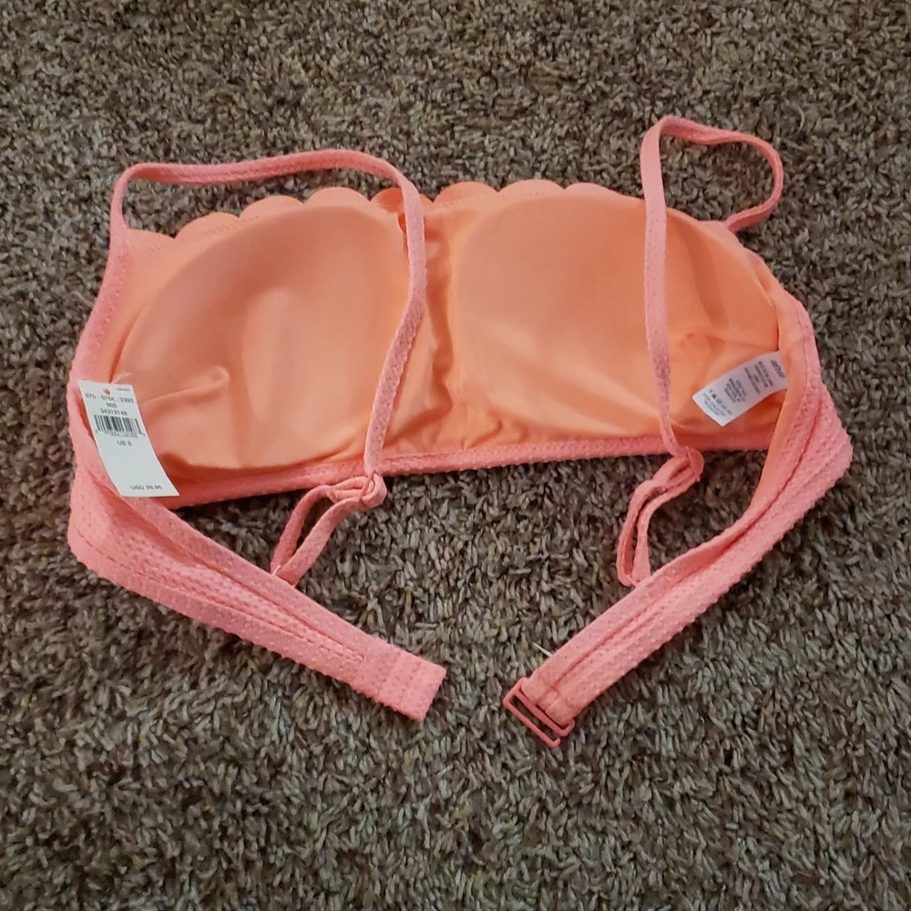 Aerie Waffle Scalloped Bandeau Bikini Top Women's Size Small